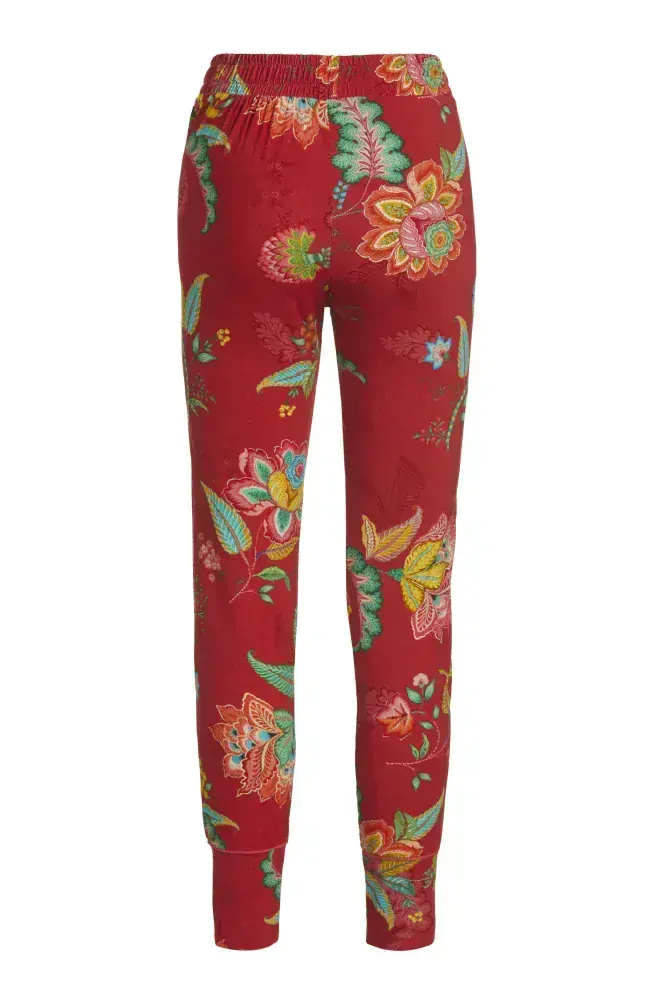 Pip Studio Bobien dámské dlouhé kalhoty Jambo Flower, červené