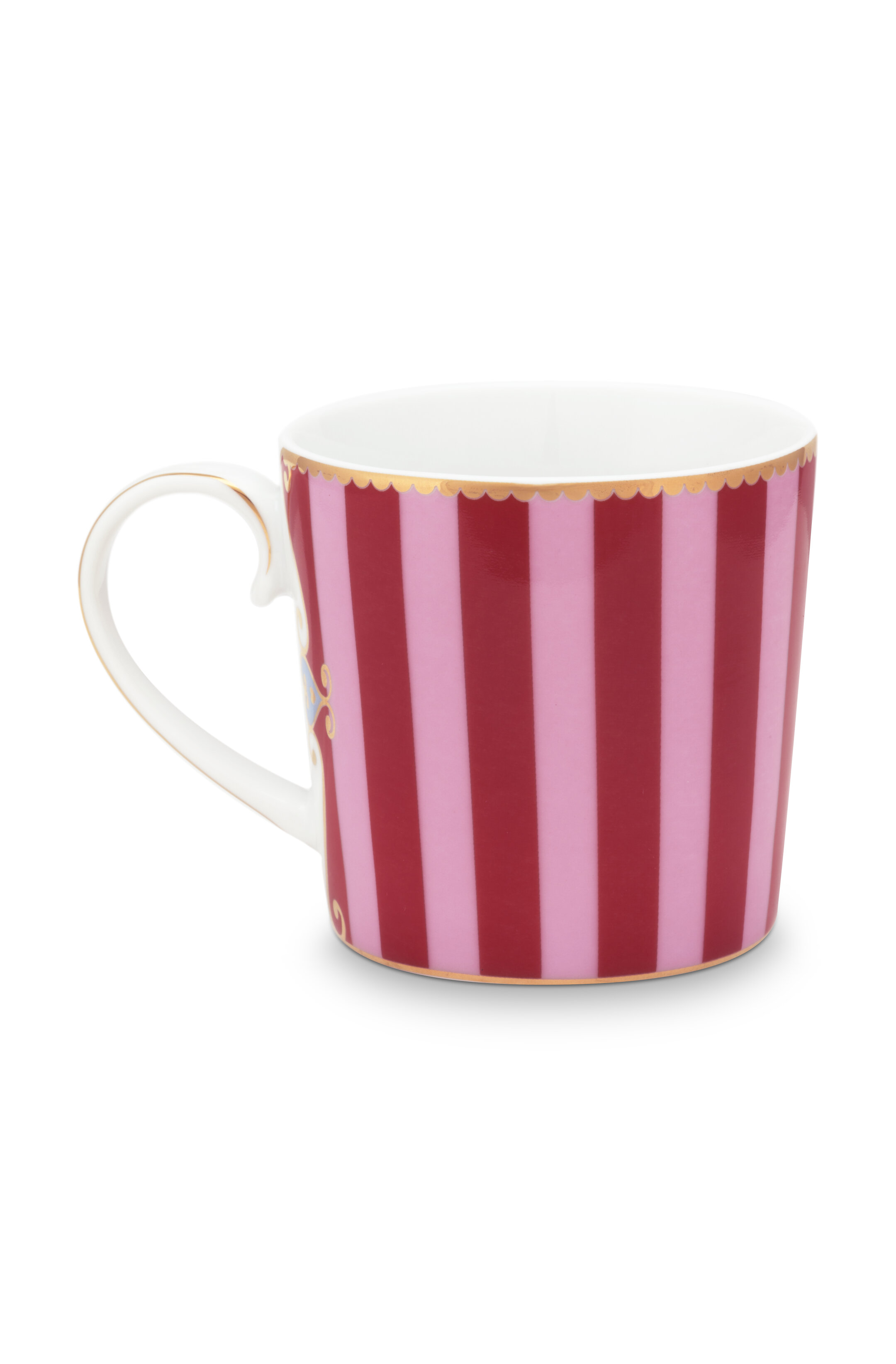 Pip Studio Love Birds Medallion Stripes hrnek 165ml, červeno-růžový