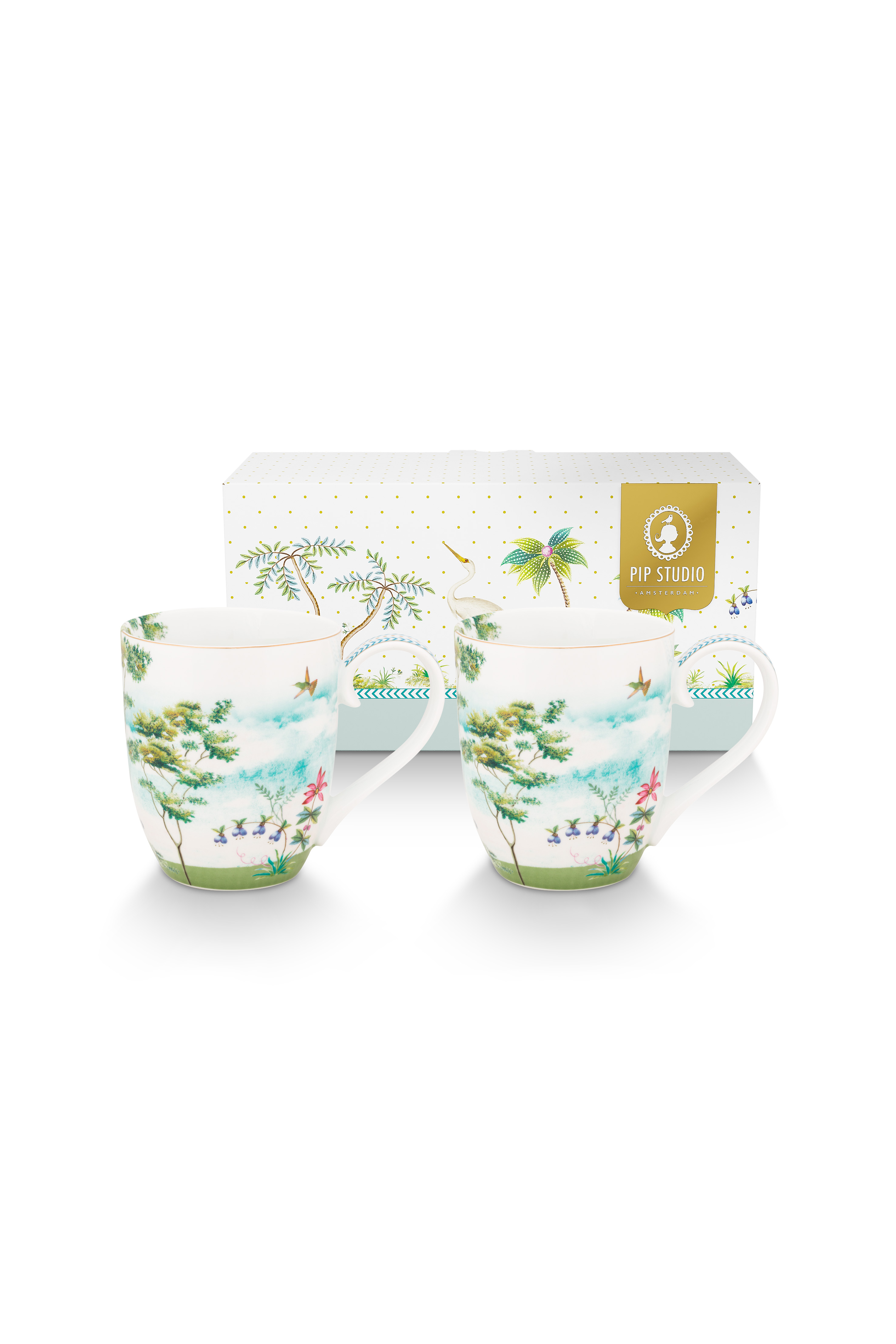 Pip Studio Jolie sada 2 ks hrnků XL 440ml, bílý