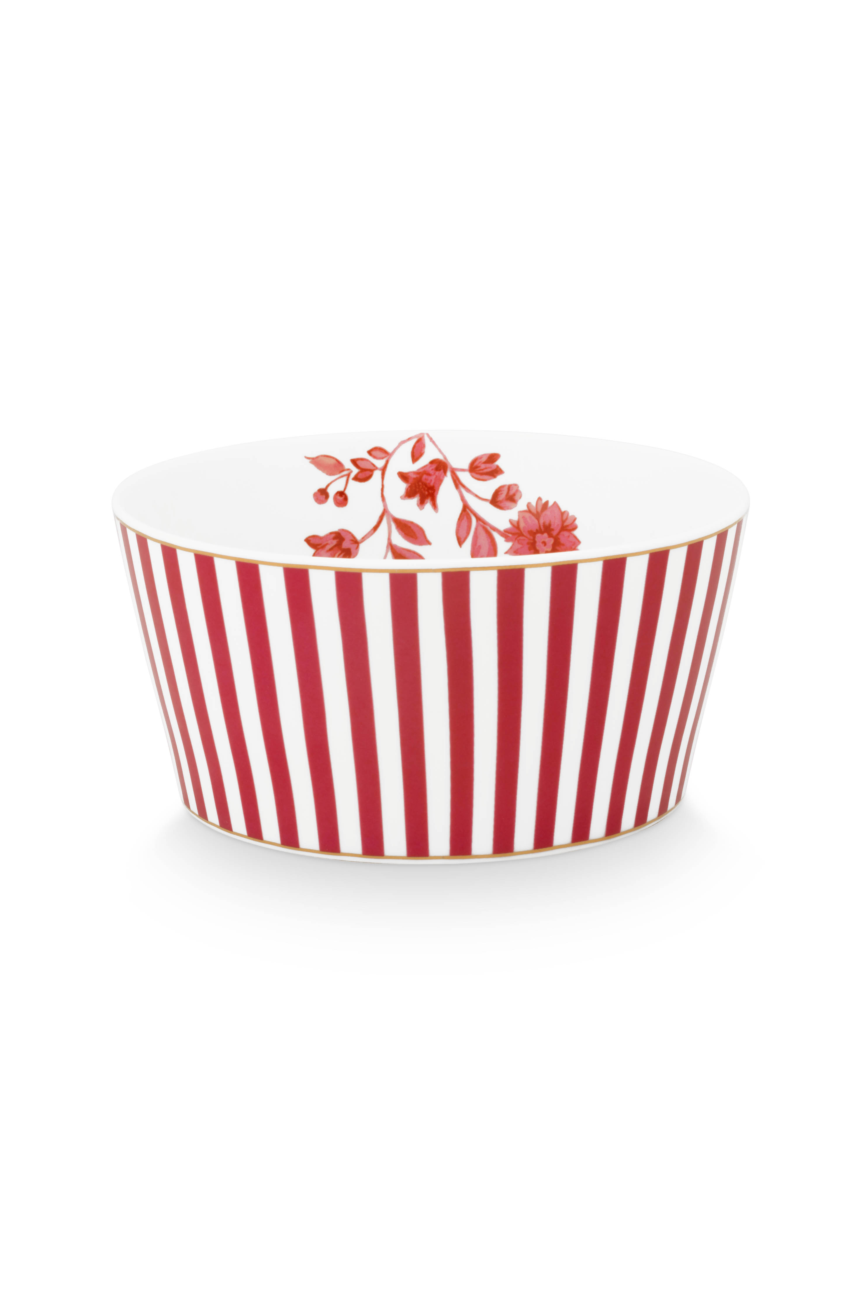 Pip Studio Royal stripes miska Ø12cm, bílo-tmavě růžová