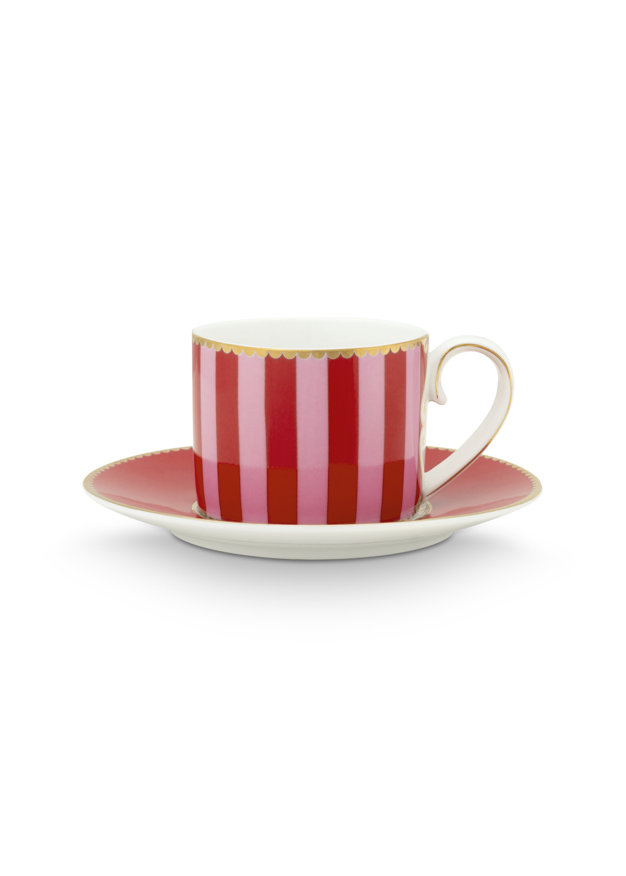 Pip studio Love Birds Stipes espresso šálek s podšálkem 90ml, červený