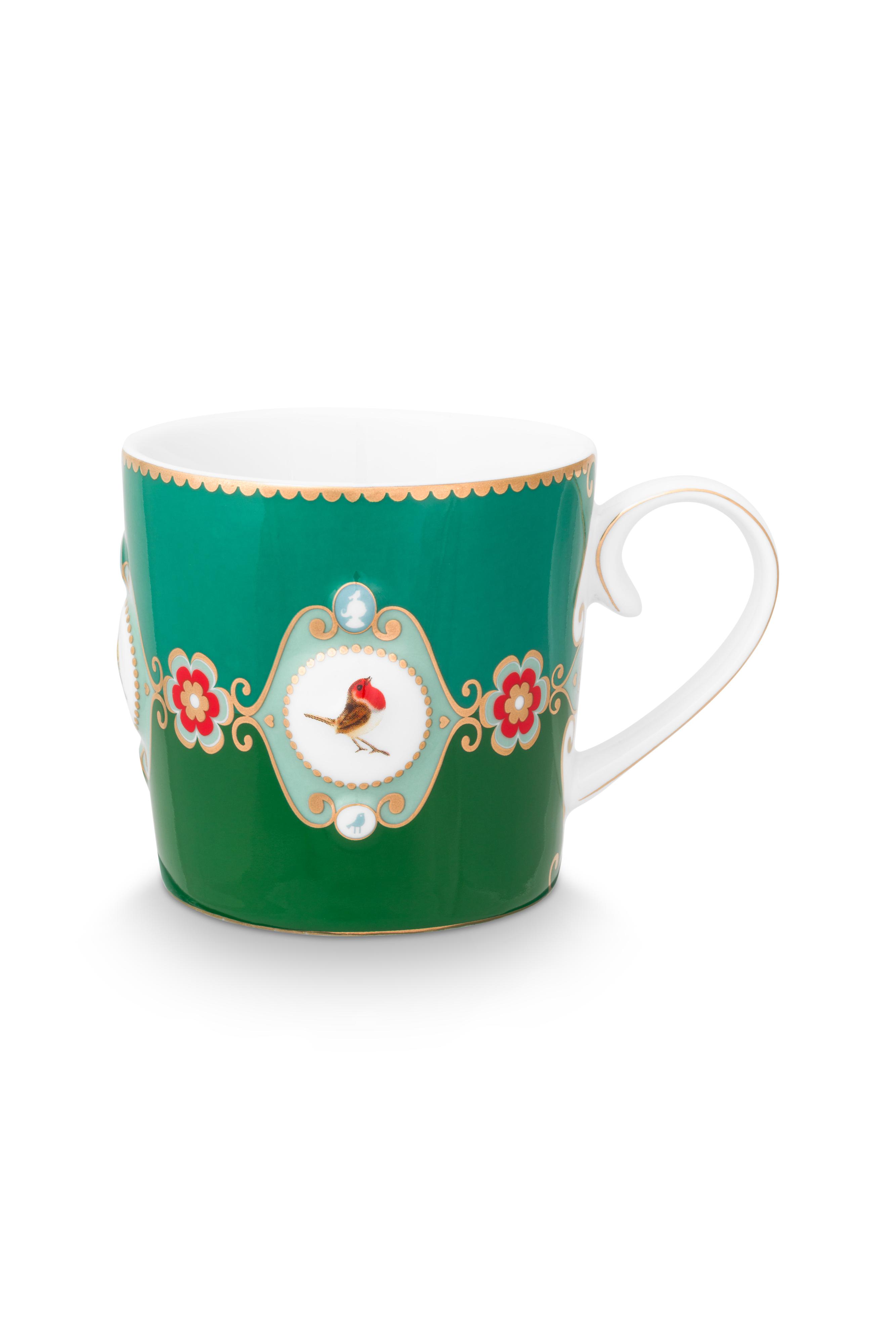 Pip Studio Love Birds hrnek 165ml, tmavě zelené