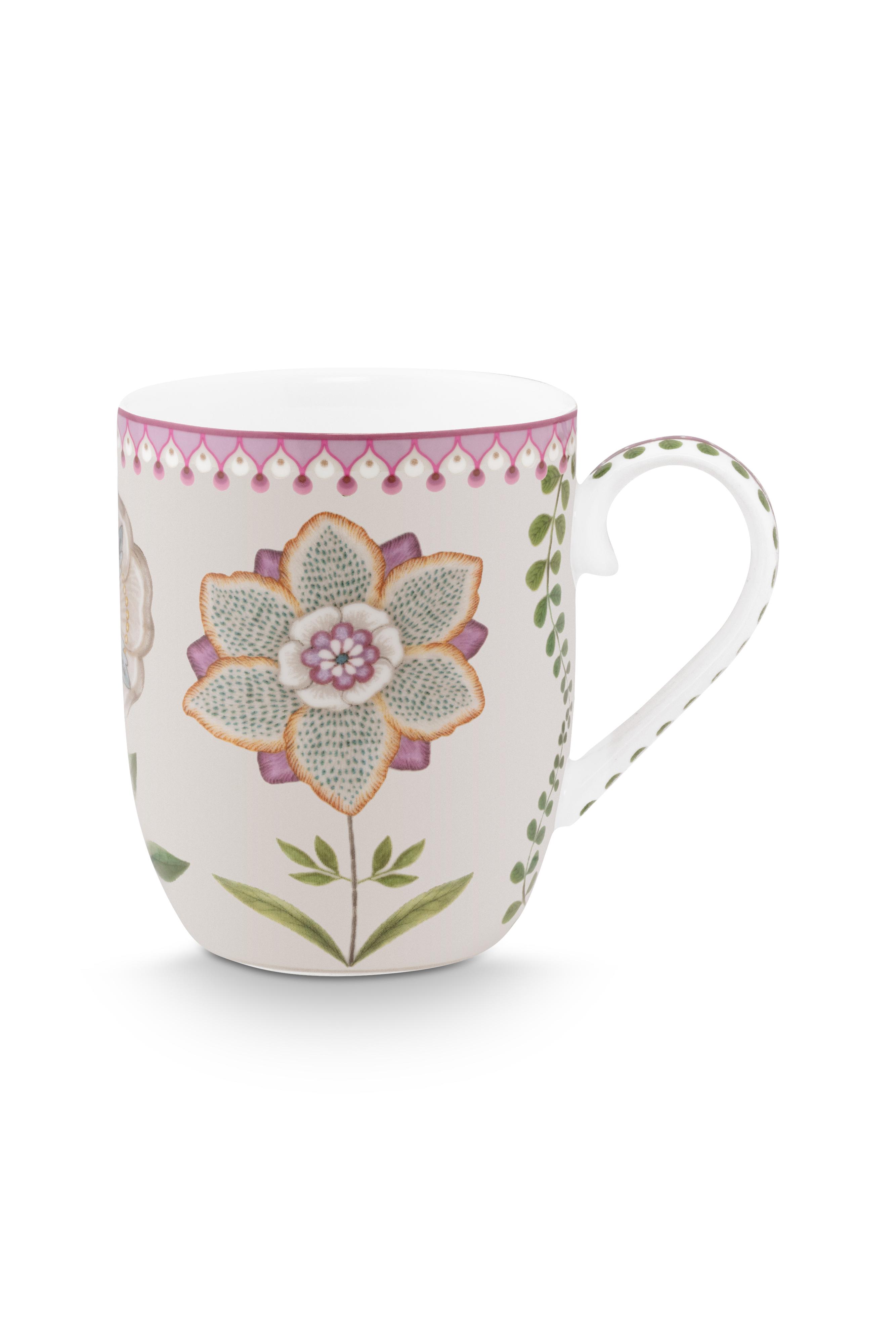 Pip Studio Lily & Lotus hrnek 180ml, bílý