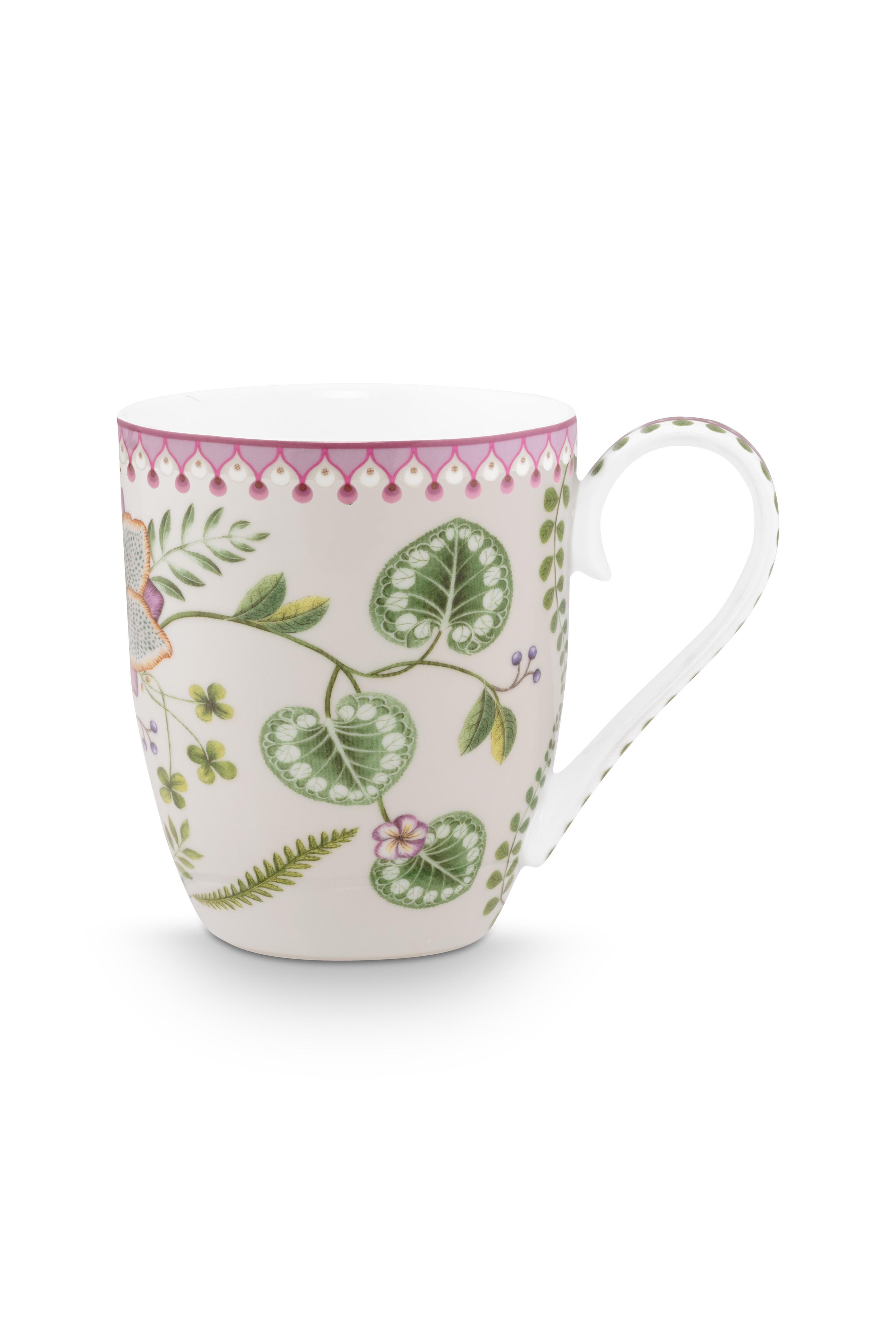 Pip Studio Lily & Lotus hrnek XL 440ml, bílý
