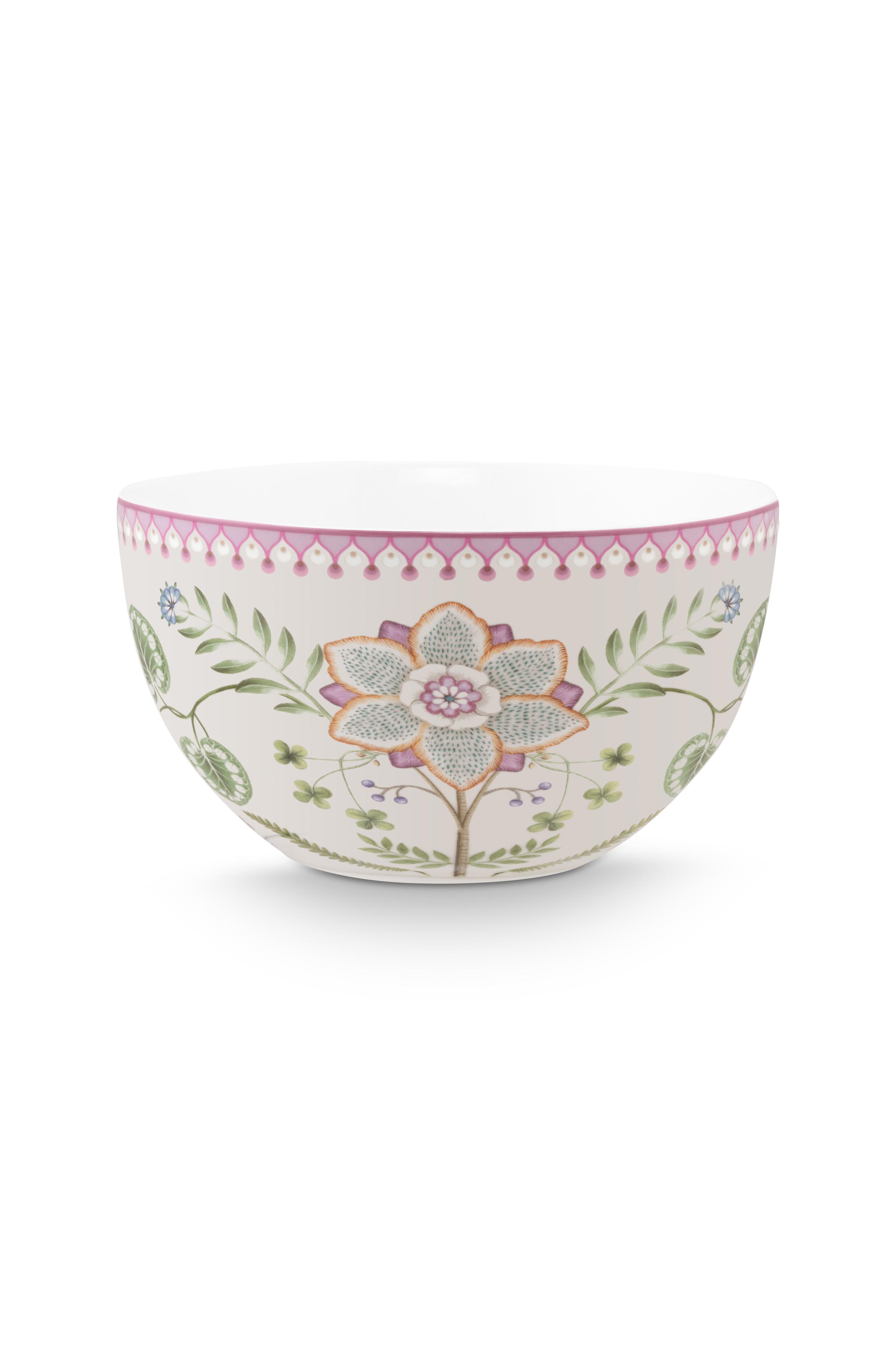 Pip Studio Lily & Lotus miska Ø18cm, bílá
