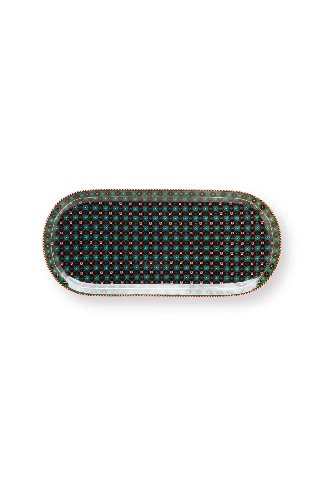 Pip Studio Berry Blues servírovací tác 33,3x15,5cm, zelený