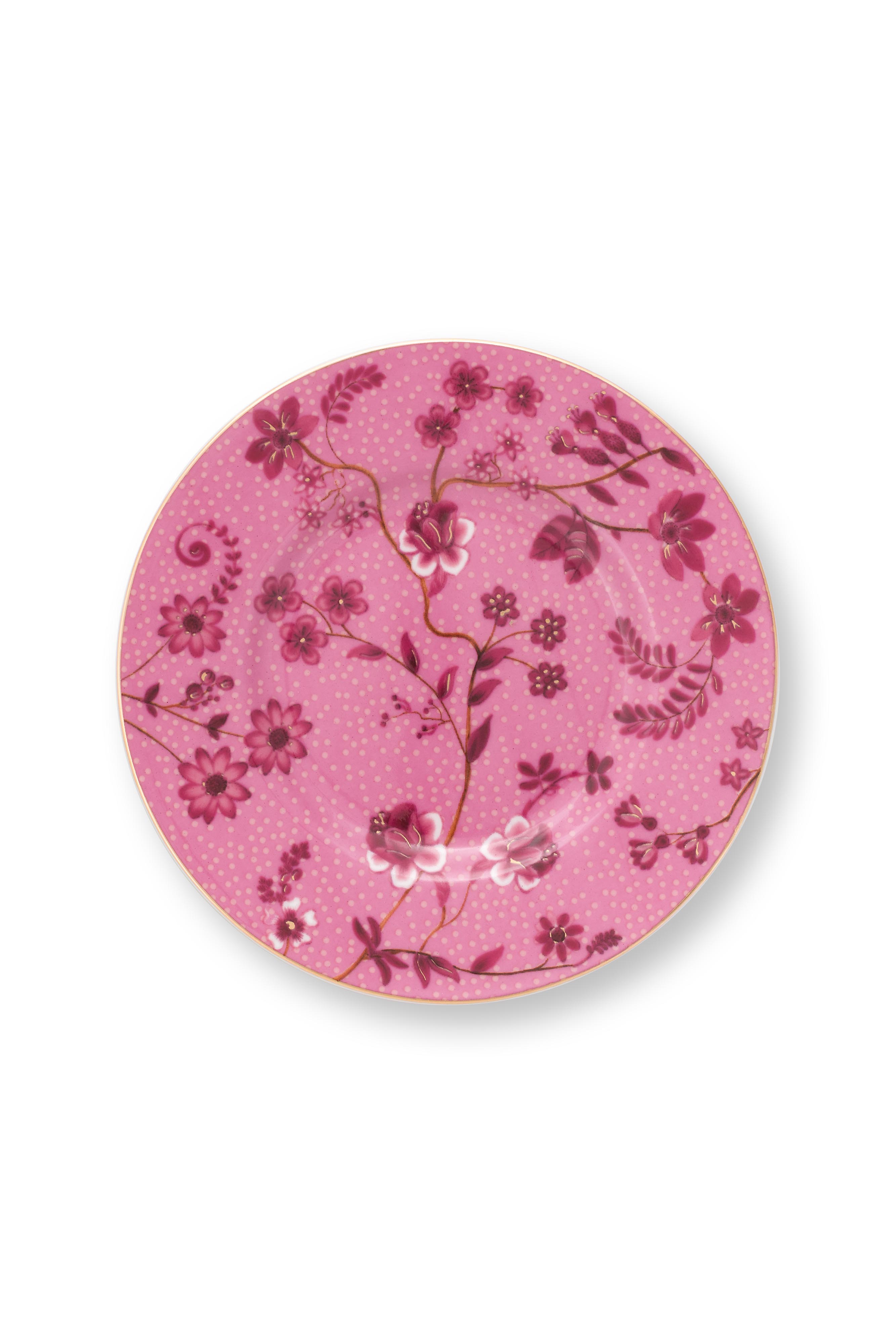 Pip Studio Jolie Fowers malý talířek ∅12cm, růžový