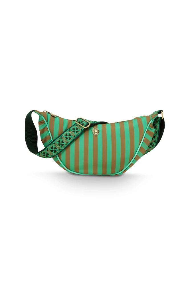 Pip Studio Freya Half Moon Cross Body Stripe kabelka, zelená
