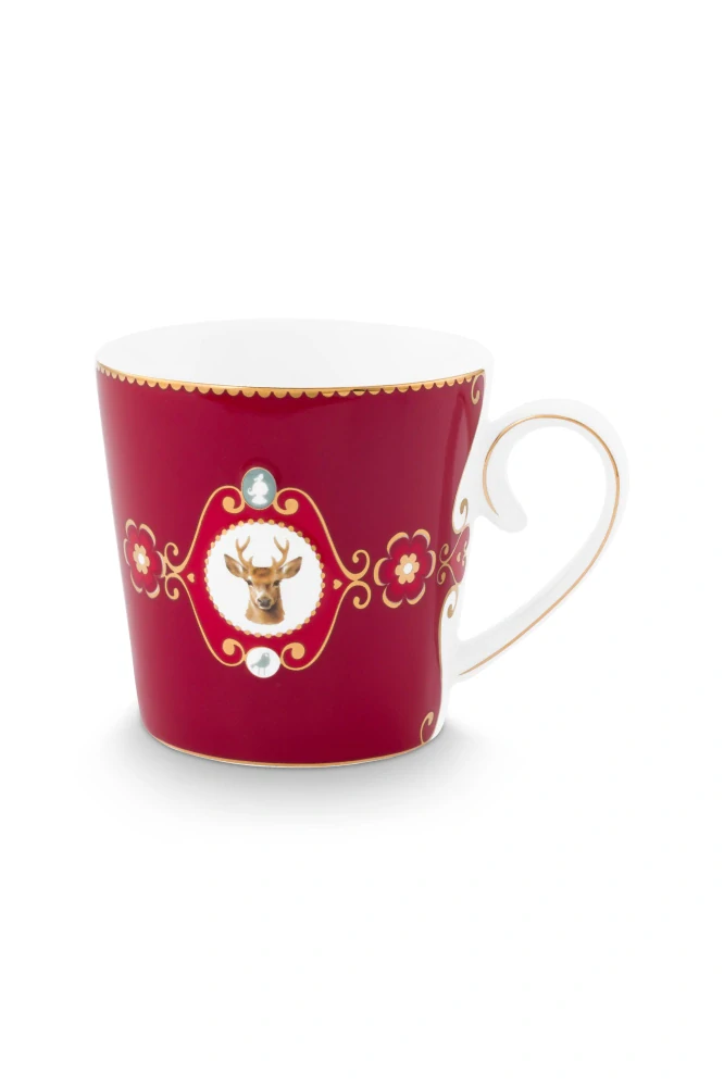Pip Studio Love Birds hrnek 225ml, tmavě červený
