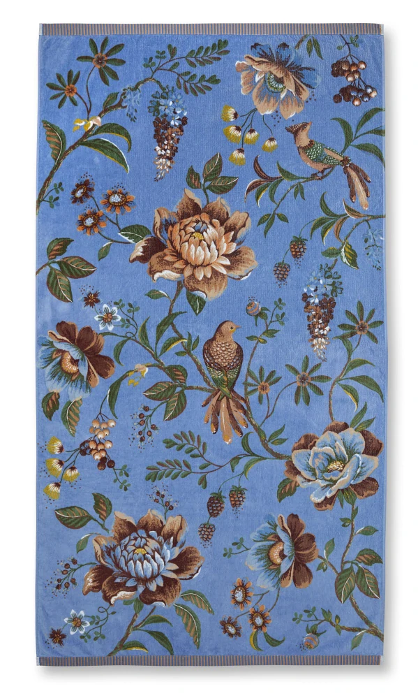 Pip Studio Secret Garden bavlněná froté plážová osuška modrá 100x180 cm