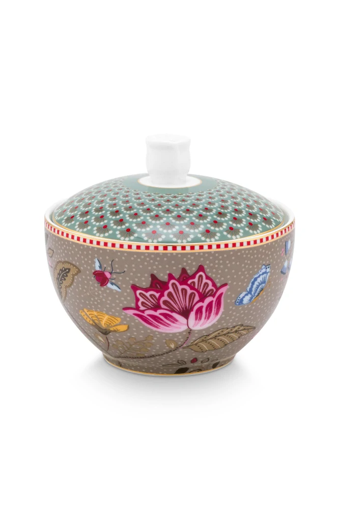 Pip Studio Blooming Tales cukřenka 300ml, modrá-khaki
