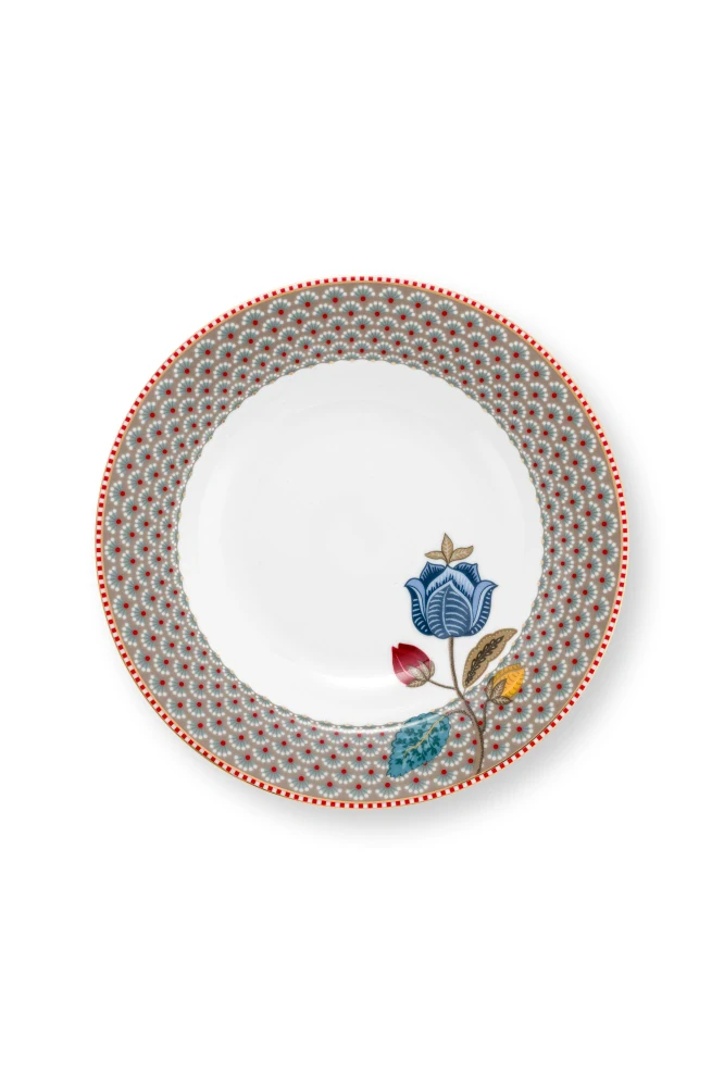 Pip Studio Blooming Tales talíř Ø21,5 cm, khaki