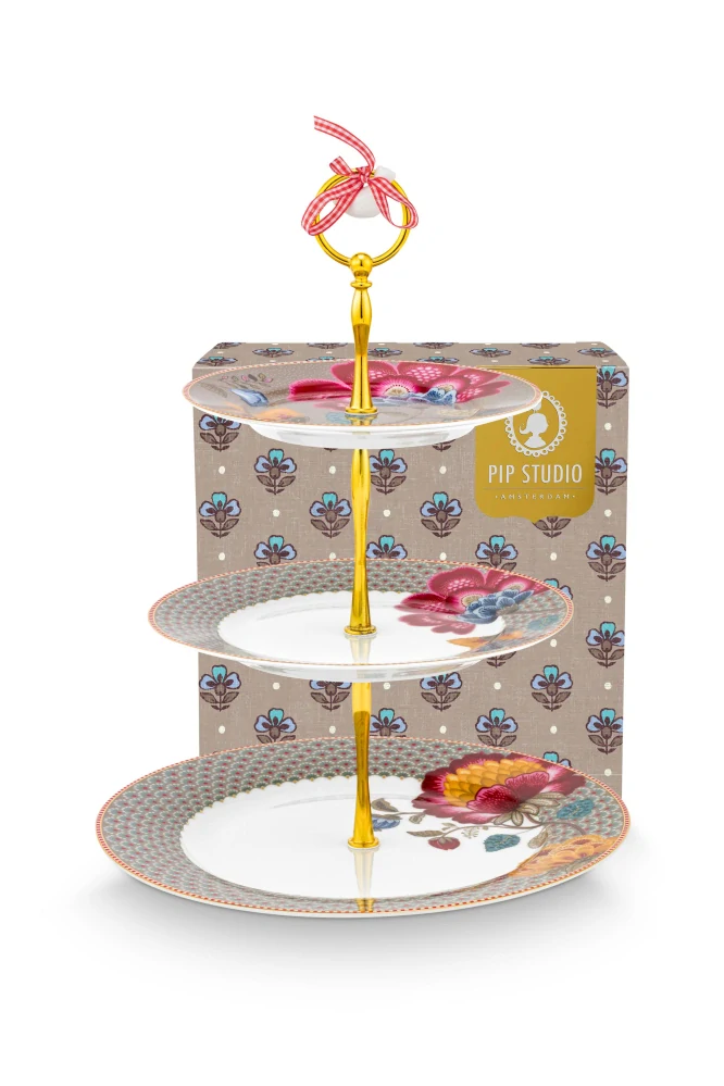 Pip Studio Blooming Tales třípatový etažér, khaki