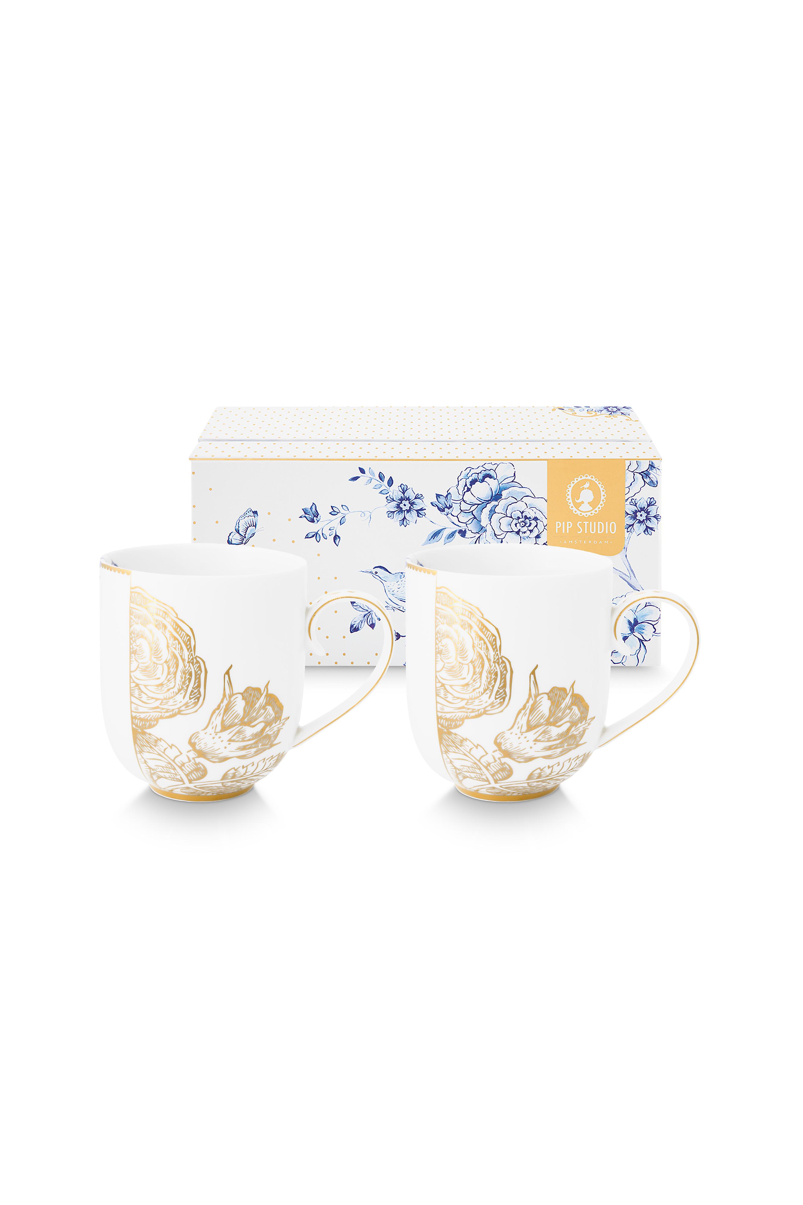 Pip Studio Royal White sada 2 ks hrnků 300ml, bílá