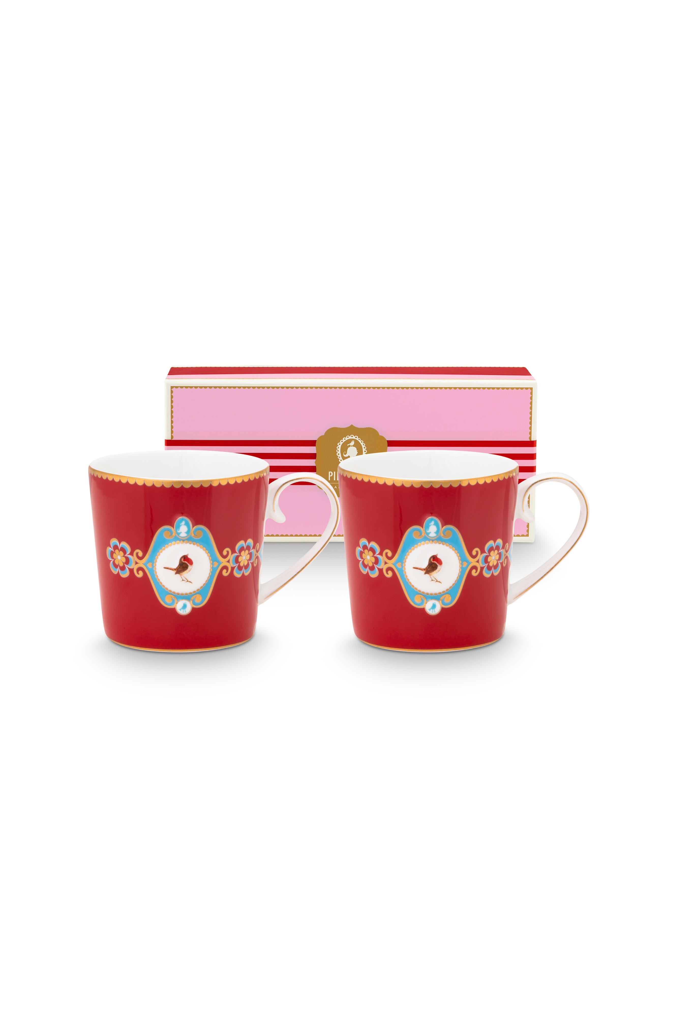 Pip Studio Love Birds sada 2 ks hrnků 165ml, červená