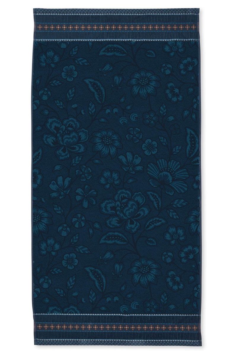 Pip Studio Jasmine Jacquard bavlněná froté osuška tmavě modrá 70x140 cm