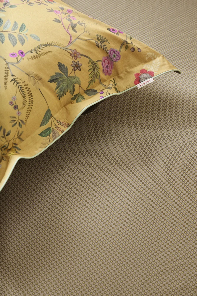 Pip Studio perkálové prostěradlo Twinkle Star 90x200 cm, žlutá-khaki