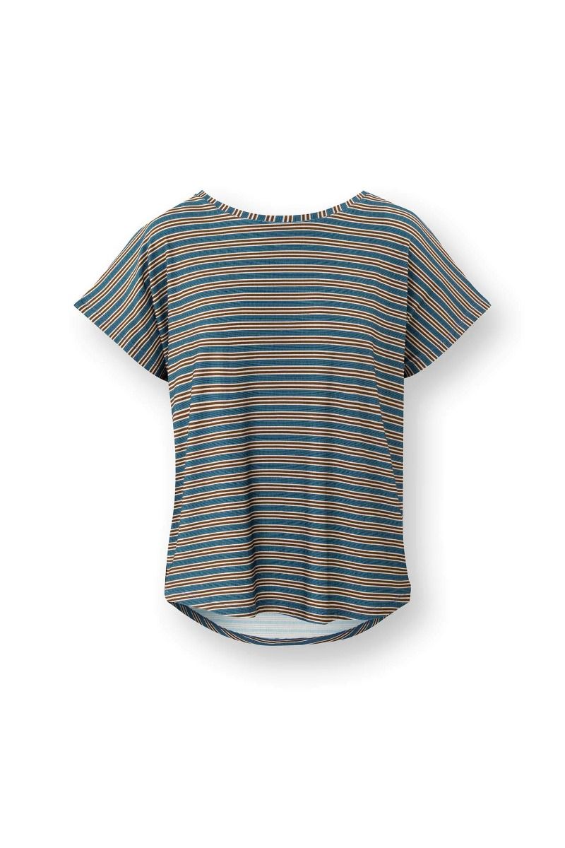 Pip Studio Tatum triko s krátkým rukávem Kente Stripes, modré