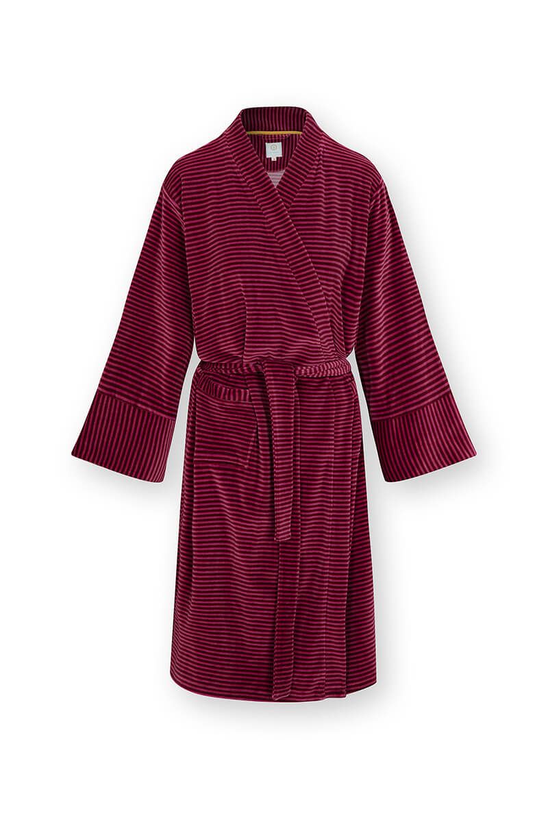 Pip Studio Naomi Kimono Velvet Little Sumo Stripe, červeno-růžové