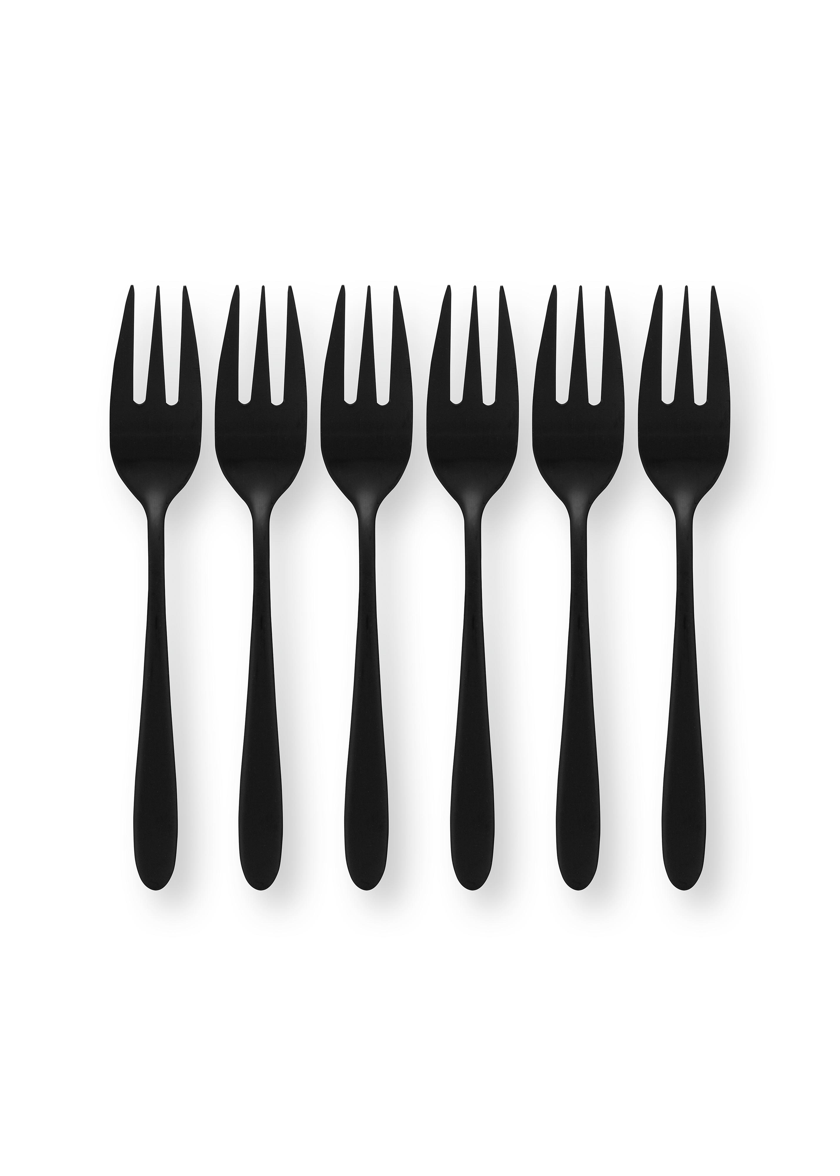vtwonen Matt Black set 6 dortových vidliček z nerezové oceli, černý