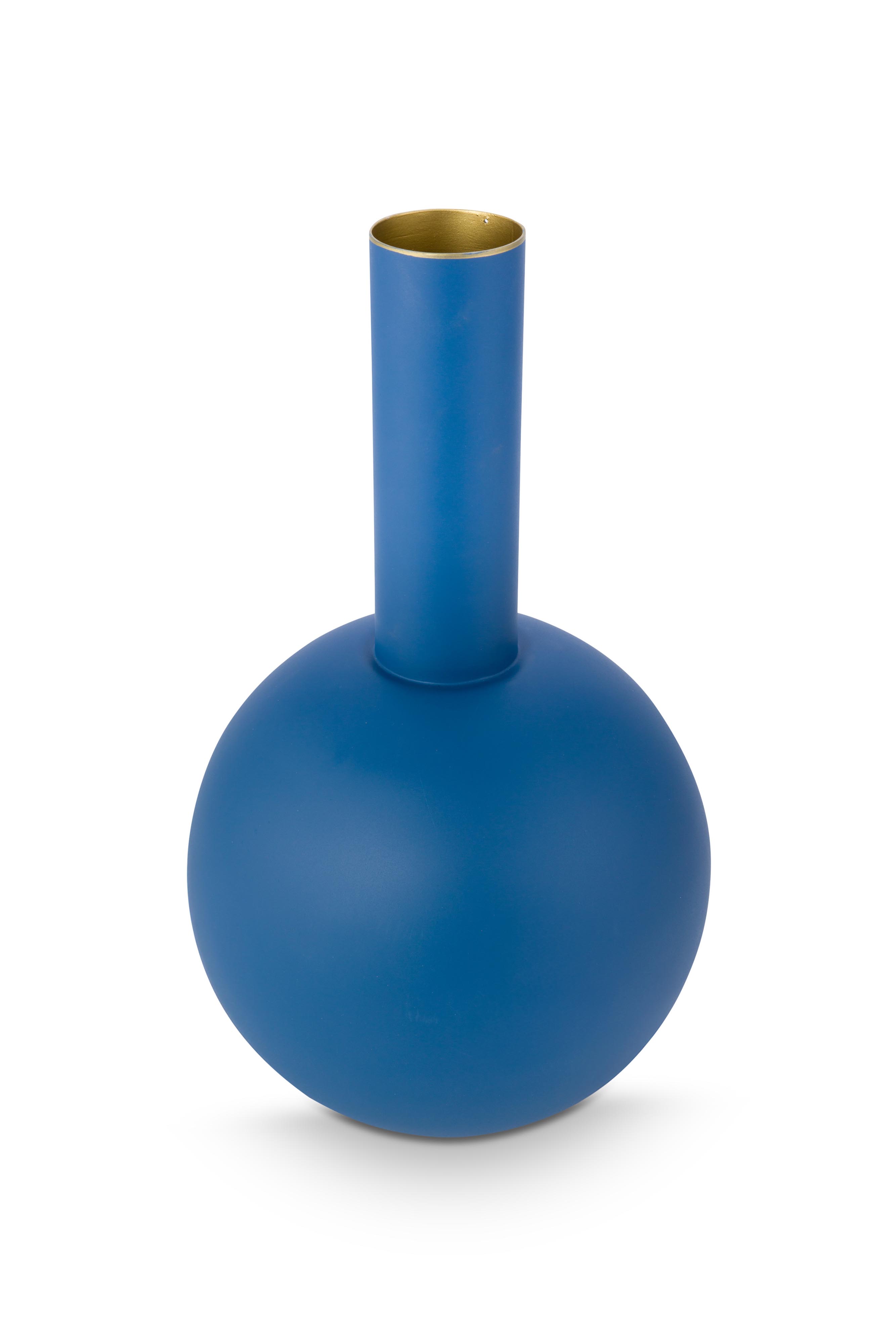 Pip Studio kovová váza matná, 42cm, modrá