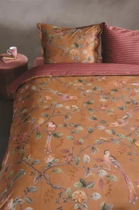 Pip Studio perkálové povlečení Good Nightingale okrové 200x200+2x 70x90 cm