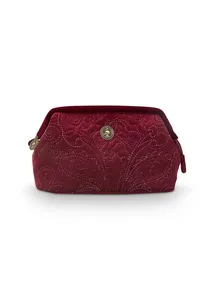 Pip Studio Cooper Velvet Quiltey Days sametová kosmetická taška, vínová