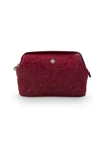 Pip Studio Velvet Cooper Quiltey Days sametová kosmetická taška, vínová