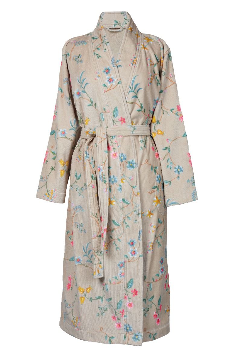 Pip Studio Les Fleurs bavlněný froté župan, khaki
