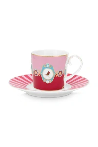 Pip studio Love Birds šálek s podšálek 225ml, červeno -růžový