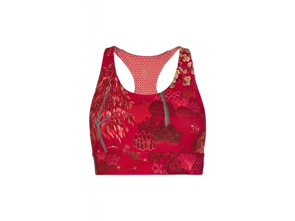 Pip Studio Tahnee sportvní podprsenka Japanese Garden, červená