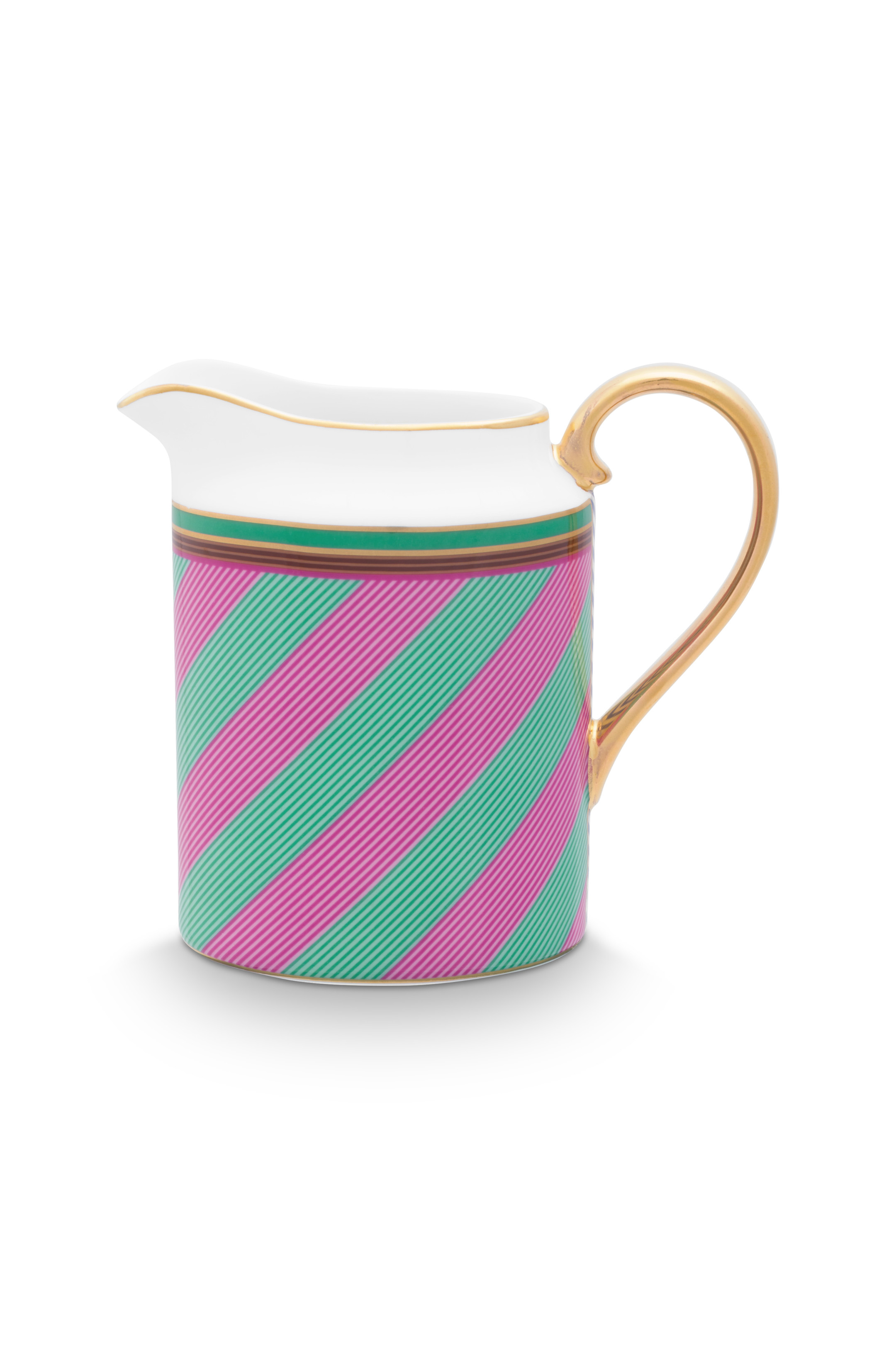 Pip Studio Pip Chique Stripes mlékovka 260ml, růžovo-zelená