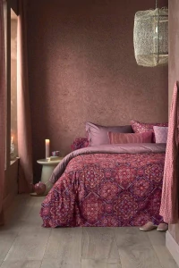 Pip Studio povlečení z počesaného kepru Mosaico tmavě červené 140x200 + 70x90 cm