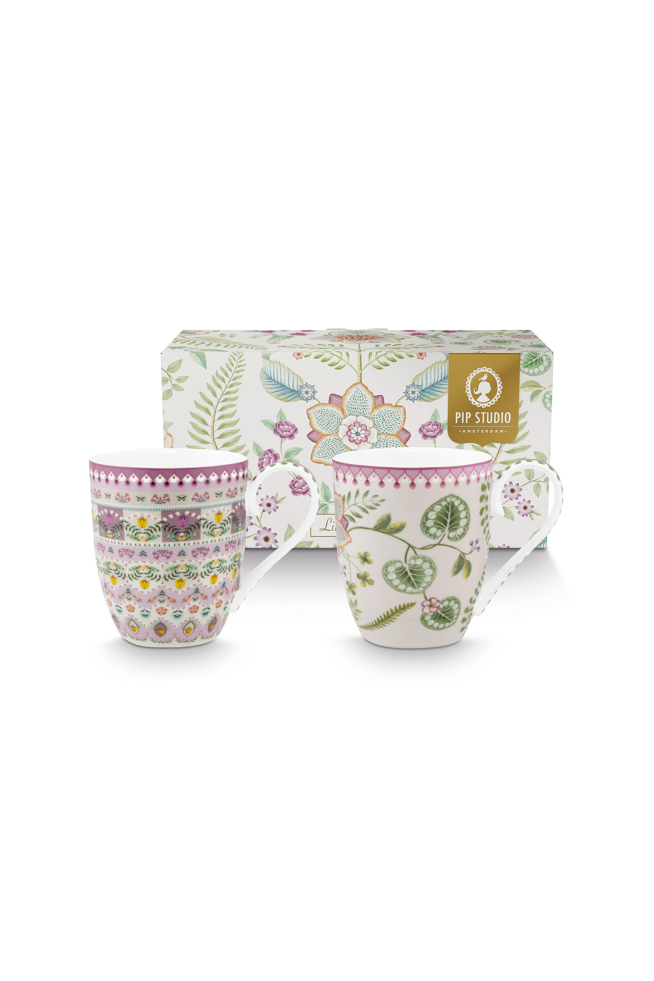 Pip Studio Lily & Lotus sada 2 hrnků 440ml, lila