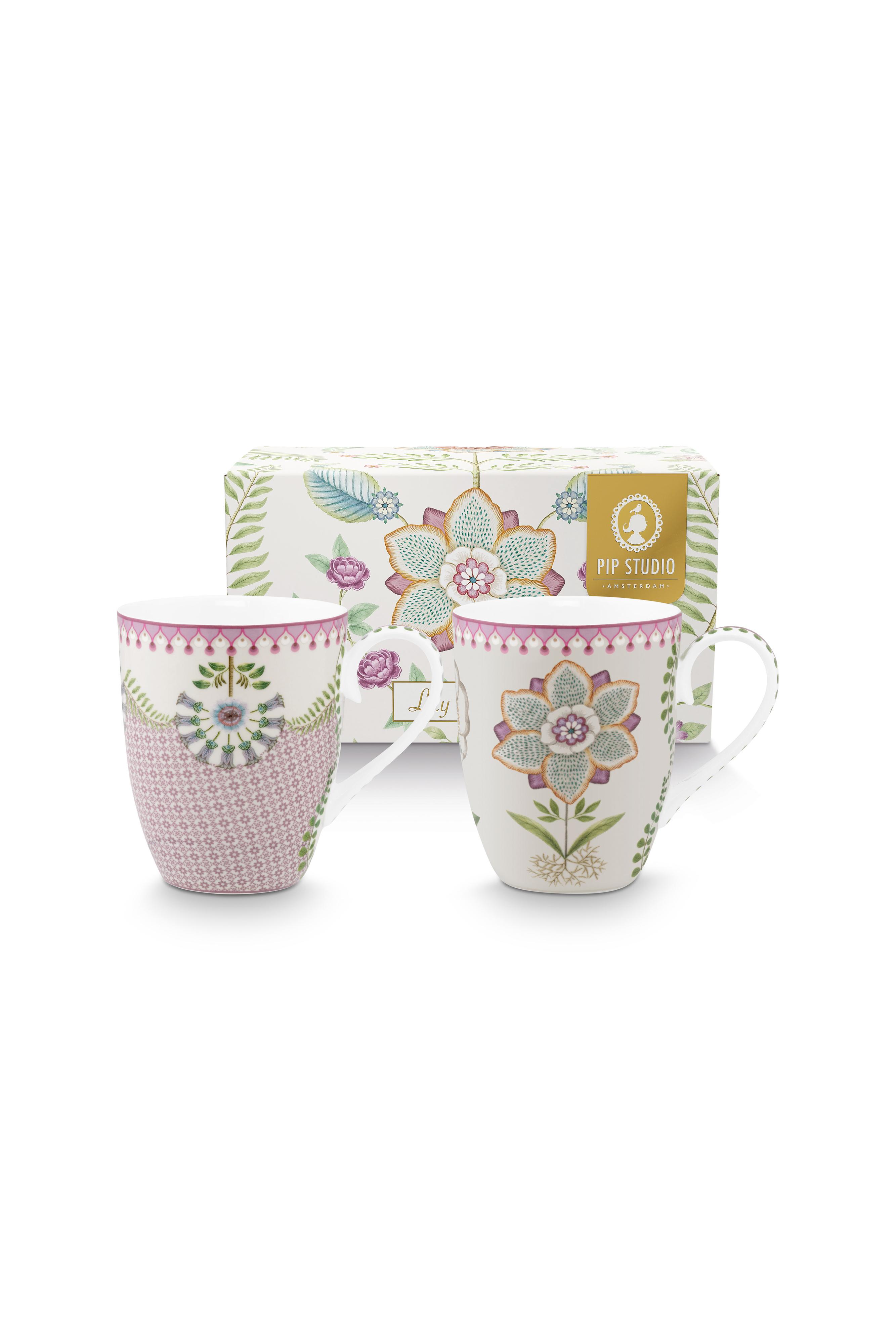 Pip Studio Lily & Lotus sada 2 hrnků 350ml, lila