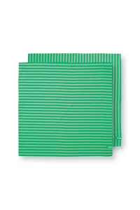 Pip Studio Stripes Green set 2ks látkových útěrek 65x65cm, zelený