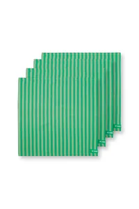 Pip Studio Stripes Green set 4ks látkových ubrousků 40x40cm, zelený