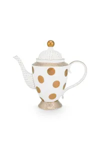 Pip Studio Dot Delight čajová konvice 1,25l, bílo-zlatá