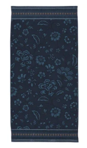 Pip Studio Jasmine Jacquard bavlněná froté osuška tmavě modrá 70x140 cm