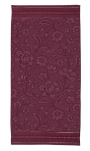 Pip Studio Jasmine Jacquard bavlněná froté osuška tmavě růžová 70x140 cm