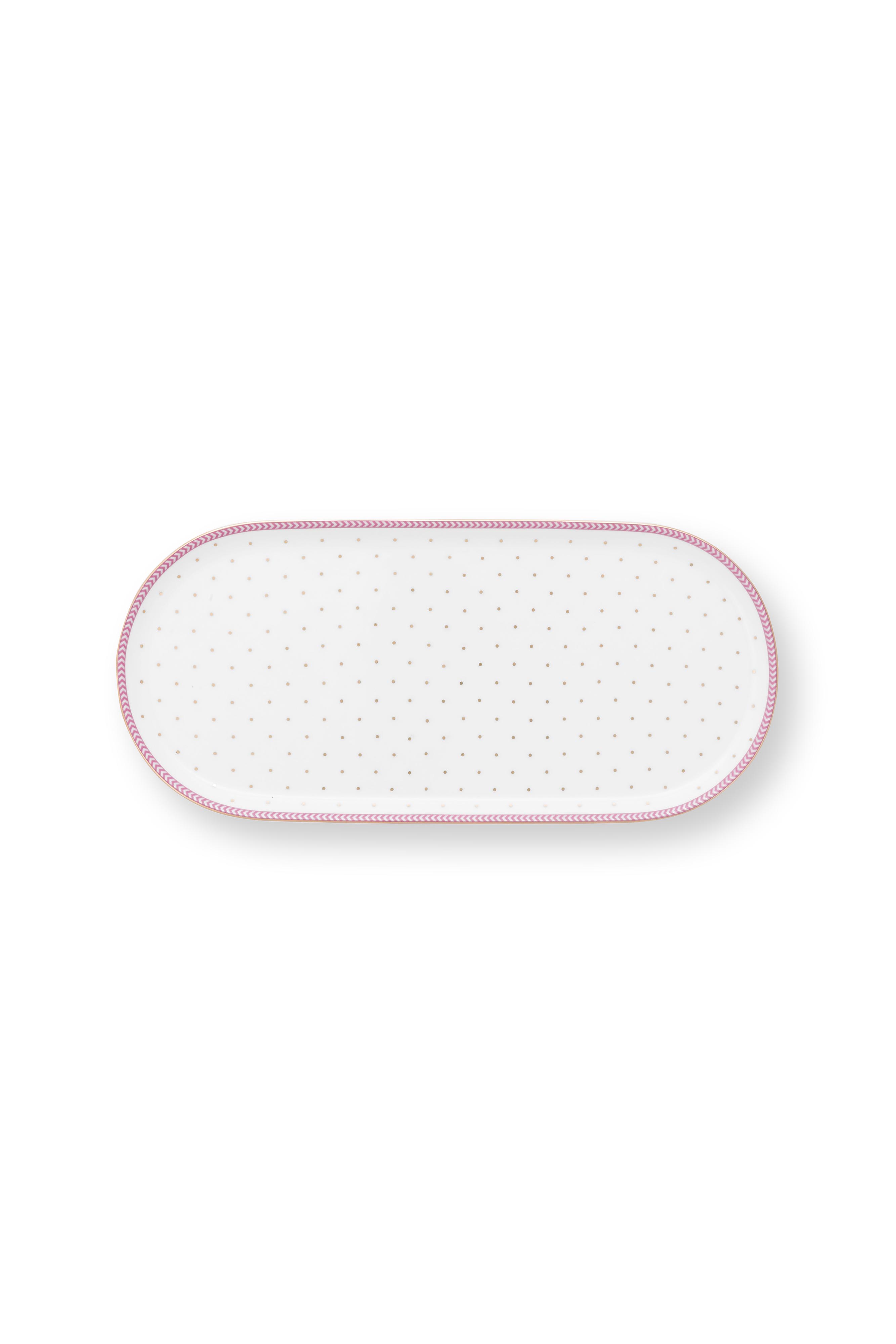 Pip Studio Jolie Dots Gold oválný tác 25x12cm, růžový