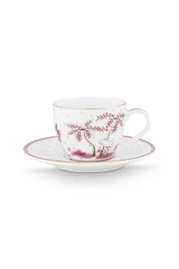 Pip Studio Jolie Dots Gold espresso hrneček s talířkem 100ml, růžový