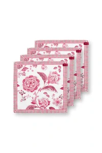 Pip Studio Royal set 4ks látkových ubrousků 40x40cm, červený