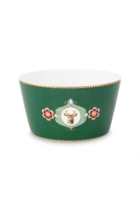 Pip Studio Love Birds miska s jelenem Ø 15cm, tmavě zelená