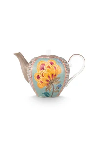 Pip Studio Blooming Tales velká čajová konvice 1,6 l, modrá-khaki