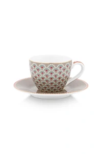 Pip Studio Blooming Tales espresso šálek s podšálkem 100ml, khaki
