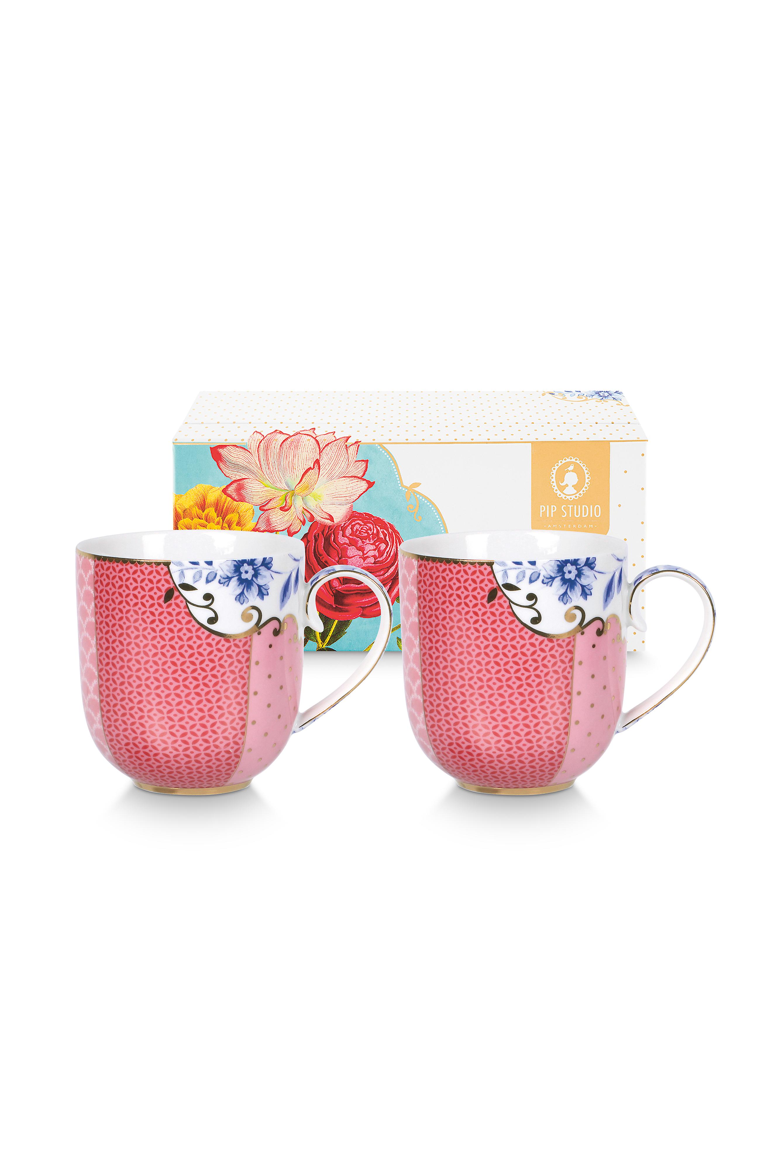 Pip Studio Royal Multi sada 2 ks hrnků 230ml, růžová