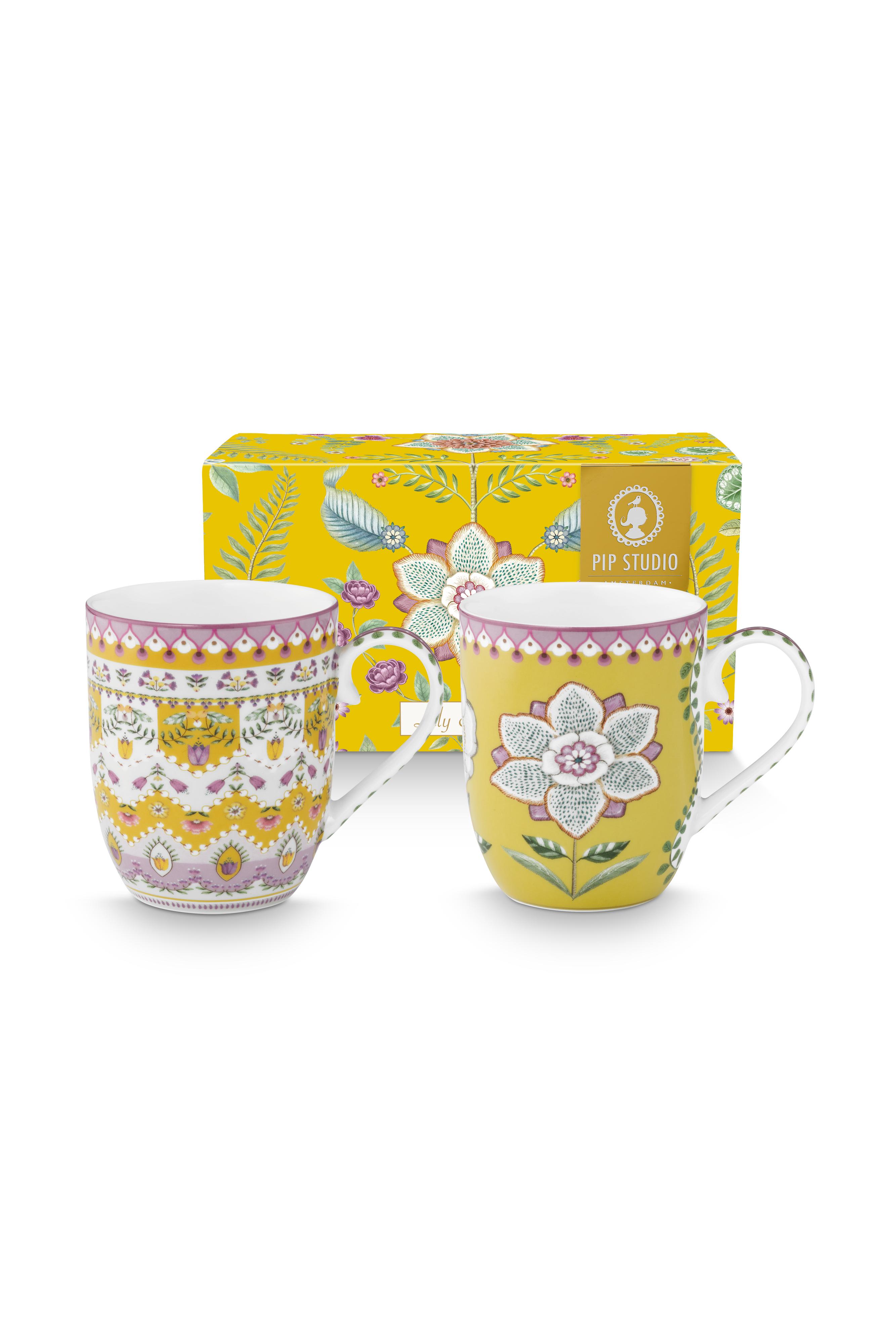 Pip Studio Lily & Lotus sada 2 hrnků 180ml, žlutá