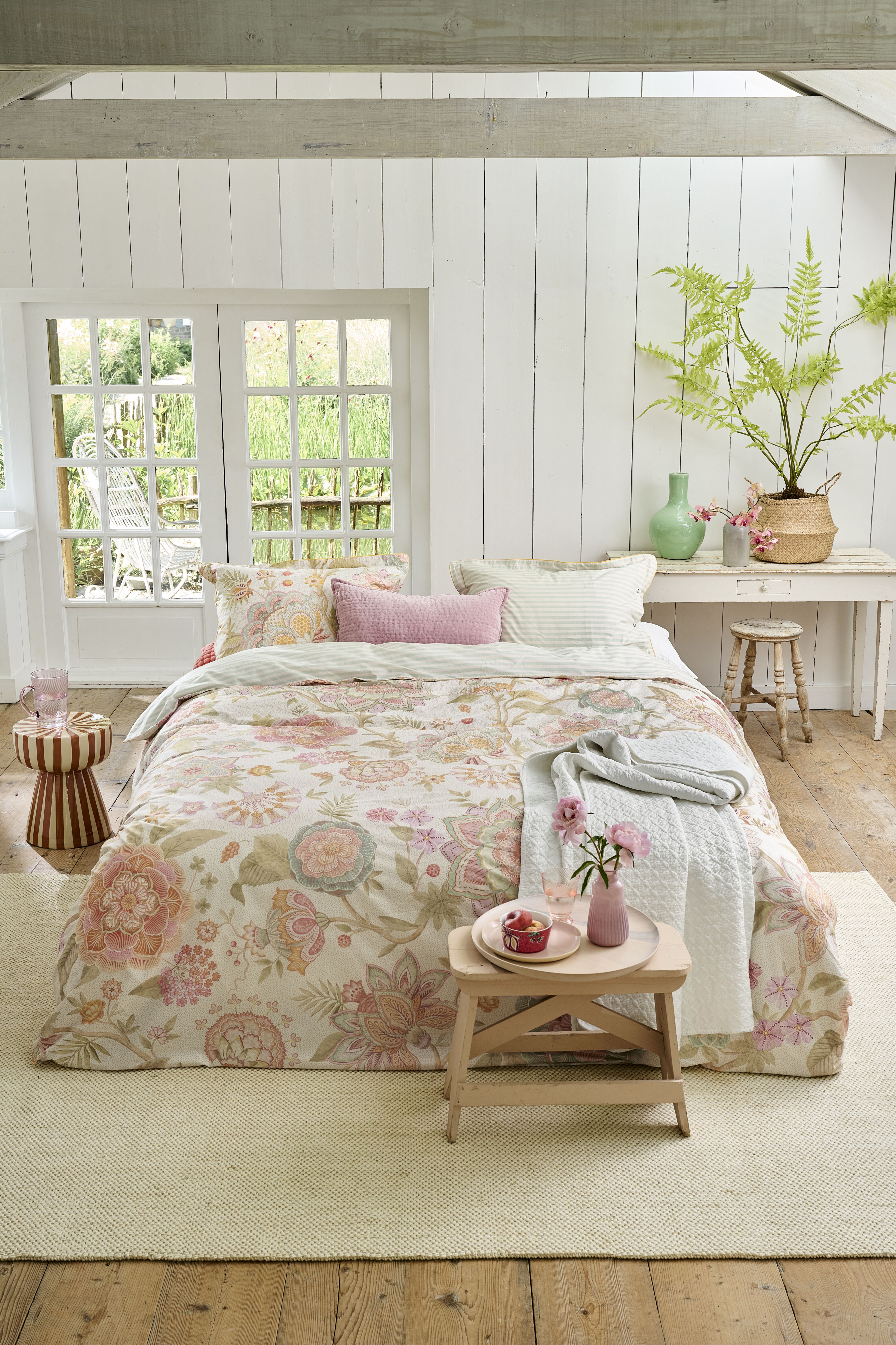 Pip Studio perkálové povlečení Bombay Bold bílé 200x200 + 2 x 70x90 cm