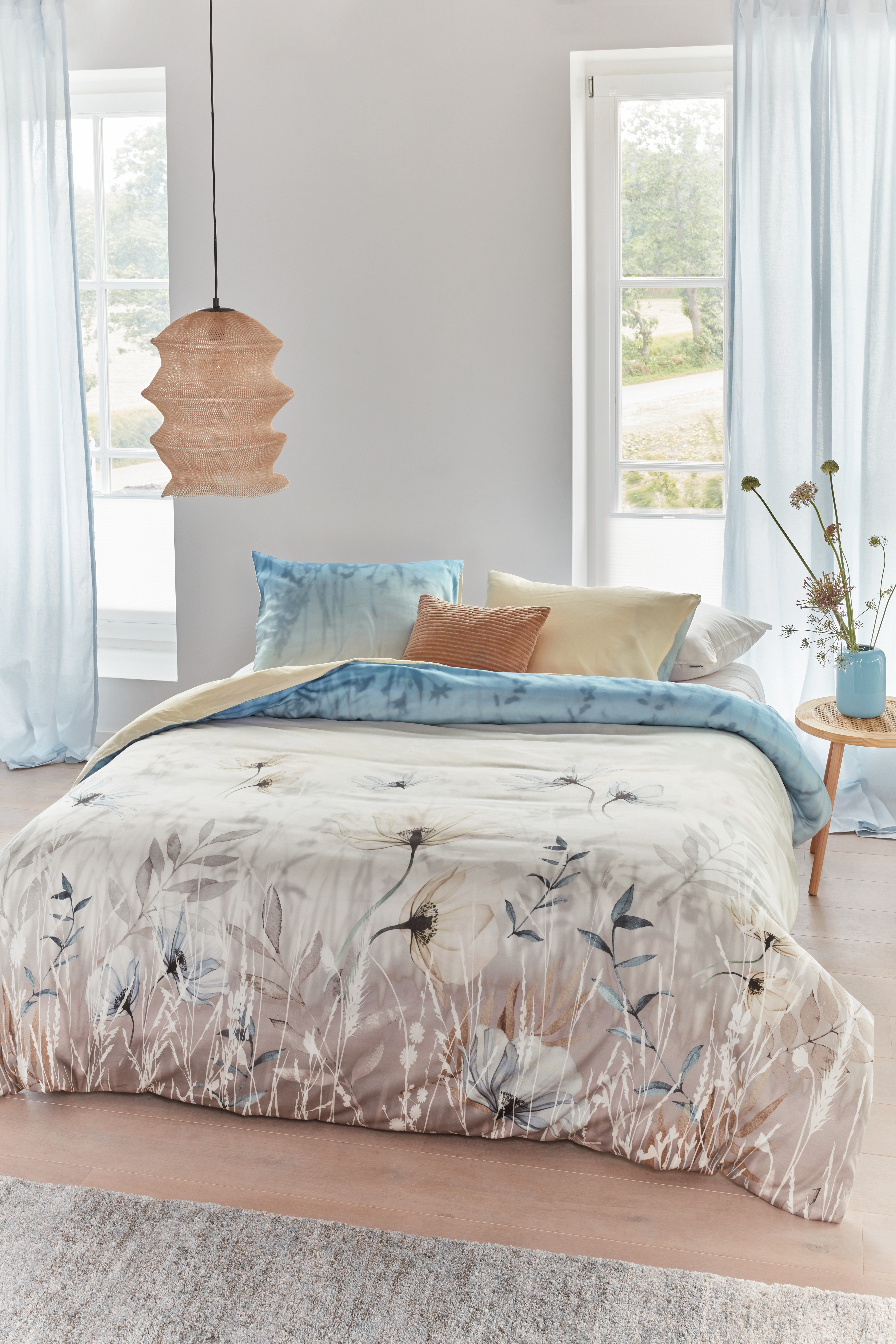 BH Isabelle povlečení 140x200 + 70x90, bavlněný satén, světle modré